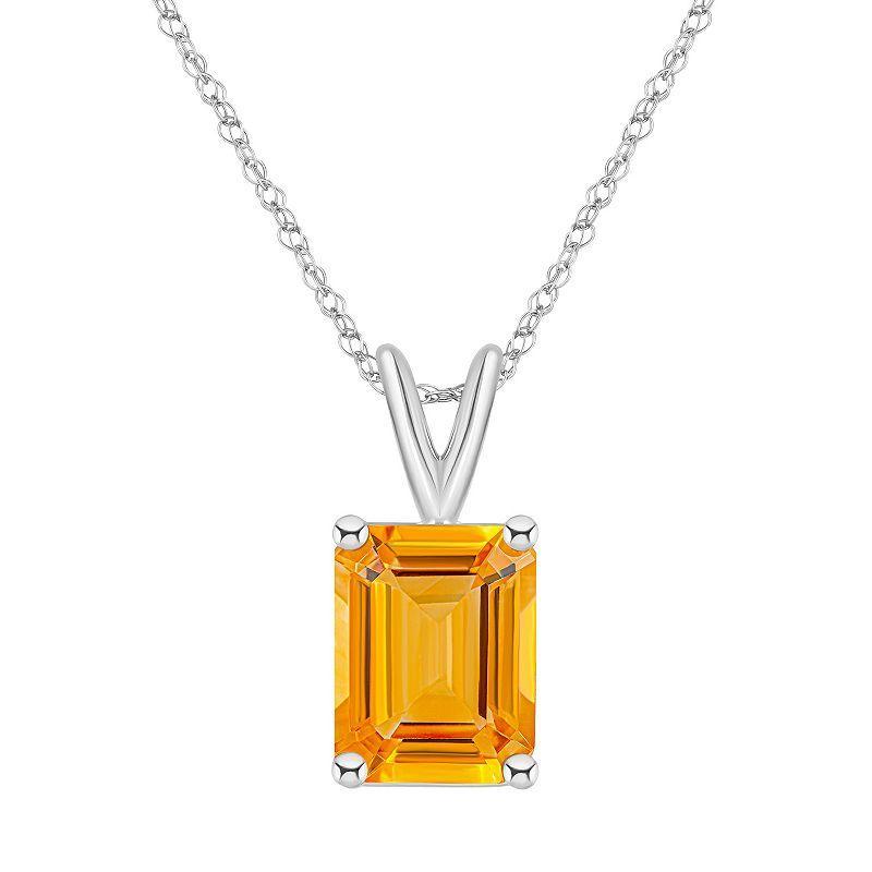 Celebration Gems 14k White Gold Gemstone Pendant Necklace, Women's, Size: 18", Citrine Product Image
