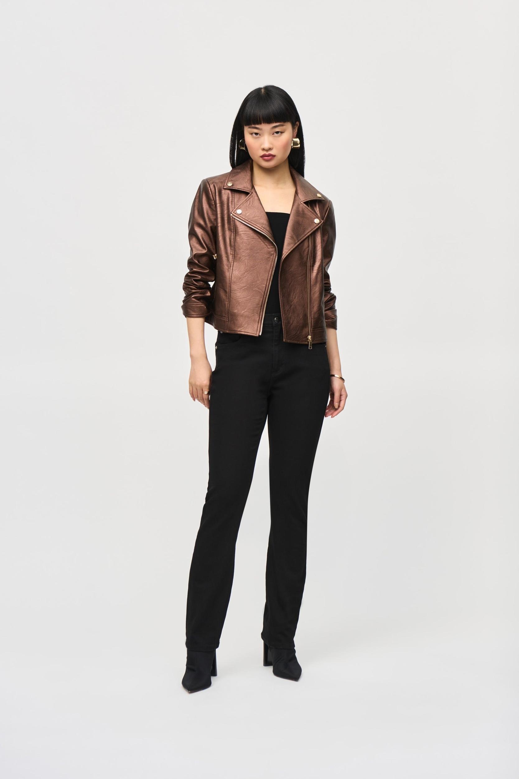 Metallic Faux Leather Biker Jacket Product Image