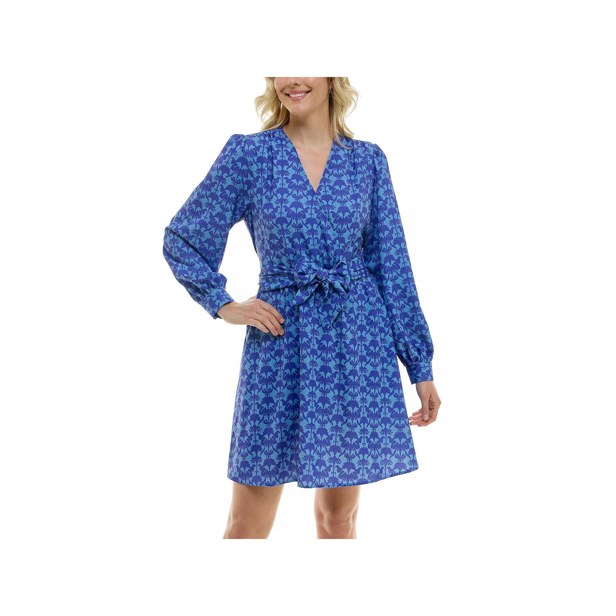 Women's Nicole Miller Wrap Dress, Size: 10, Blue Print Product Image