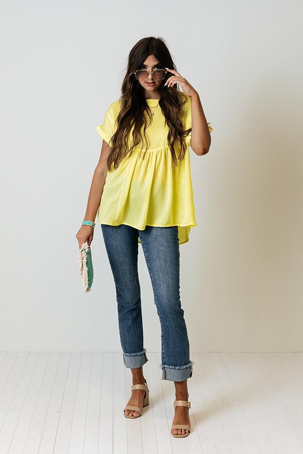 Look To You Satin Babydoll Top In Yellow Product Image