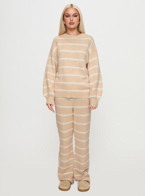 Read Your Mind Knit Pant Cream Stripe Product Image