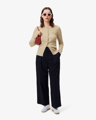 Washed Effect Cable Knit Cardigan Product Image