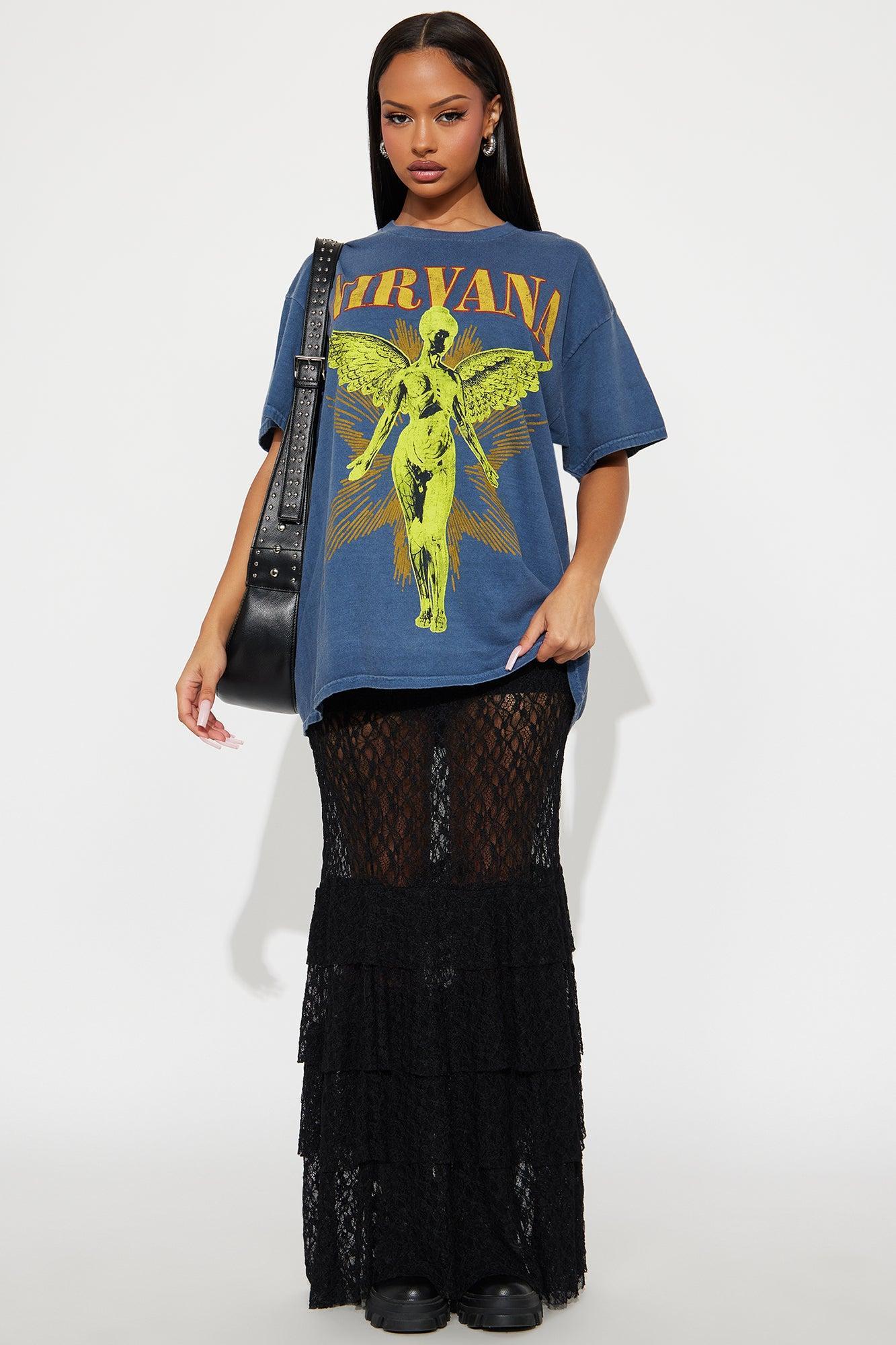 Nirvana Washed Tour Tee - Navy Female Product Image