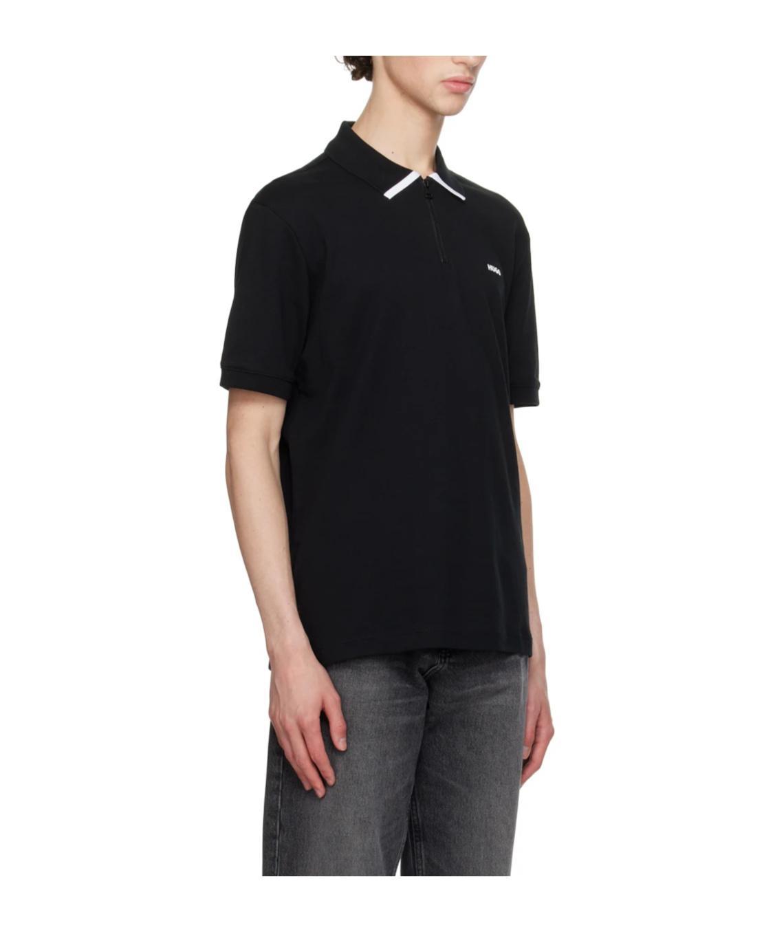 HUGO BOSS Logo-print Cotton Polo Shirt In Black Product Image