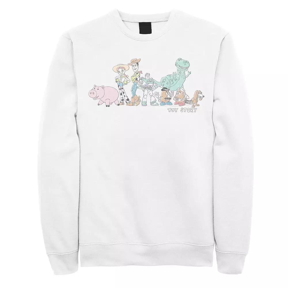 Disney / Pixar's Toy Story Men's Group Shot Line Up Distressed Poster Sweatshirt, Size: Large, White Product Image
