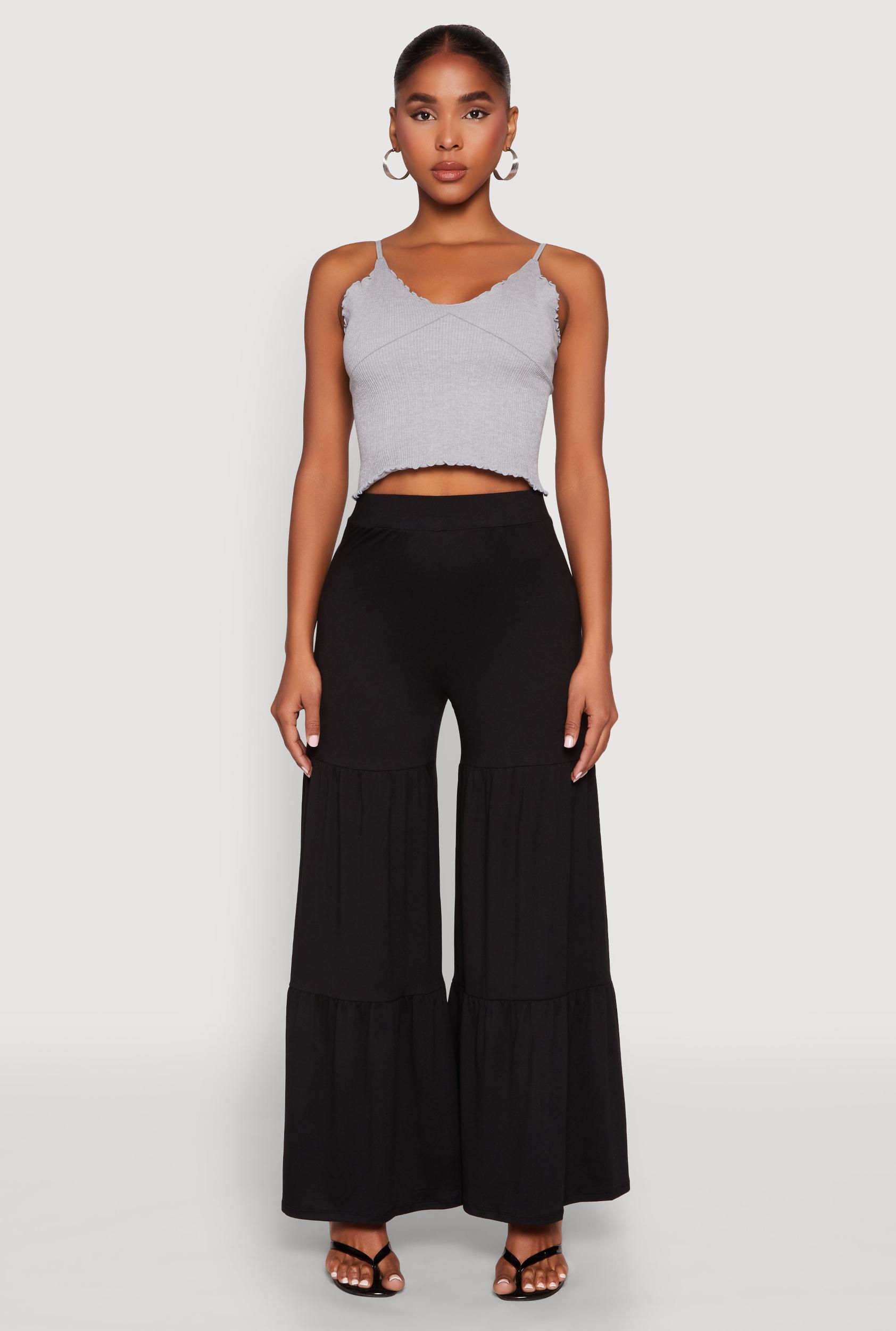 Womens High Waisted Tiered Palazzo Pants Product Image