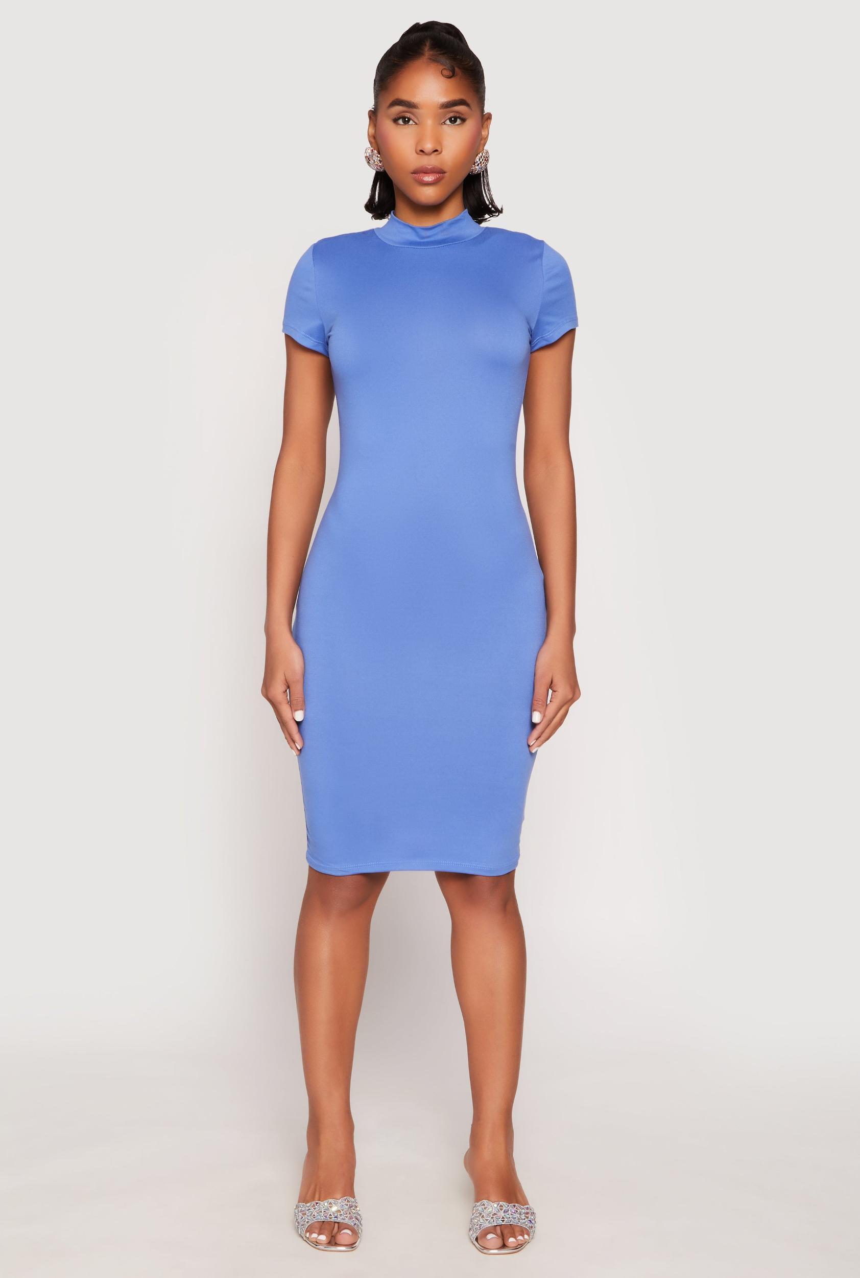 Womens Soft Knit Mock Neck Dress Product Image