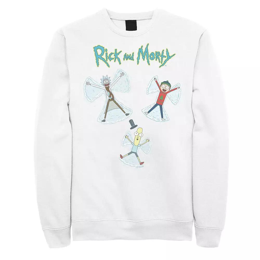 Men's Rick And Morty Christmas Snow Angels Sweatshirt, Size: Large, White Product Image