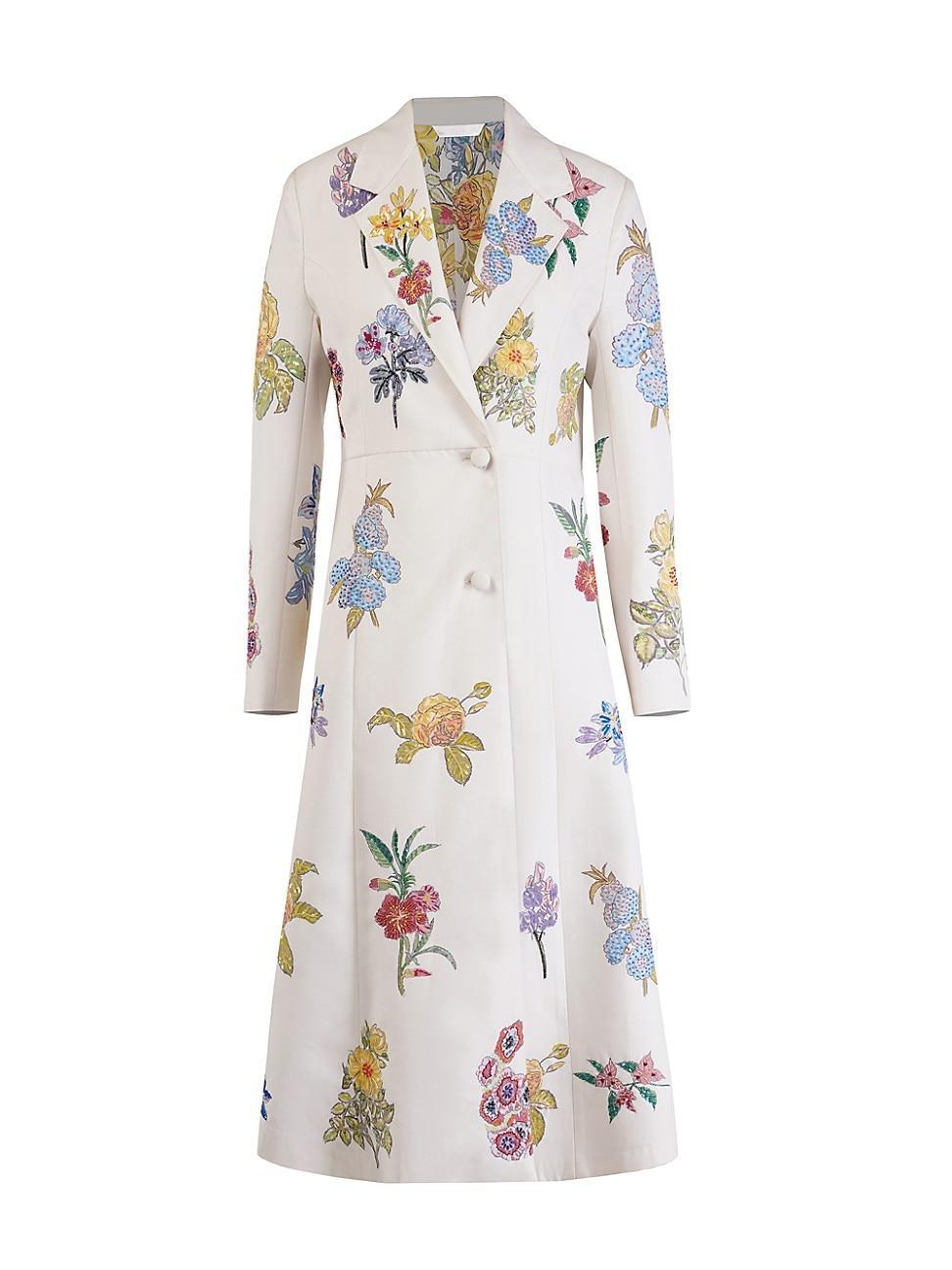 Womens Embellished Floral Tailored Coat Product Image