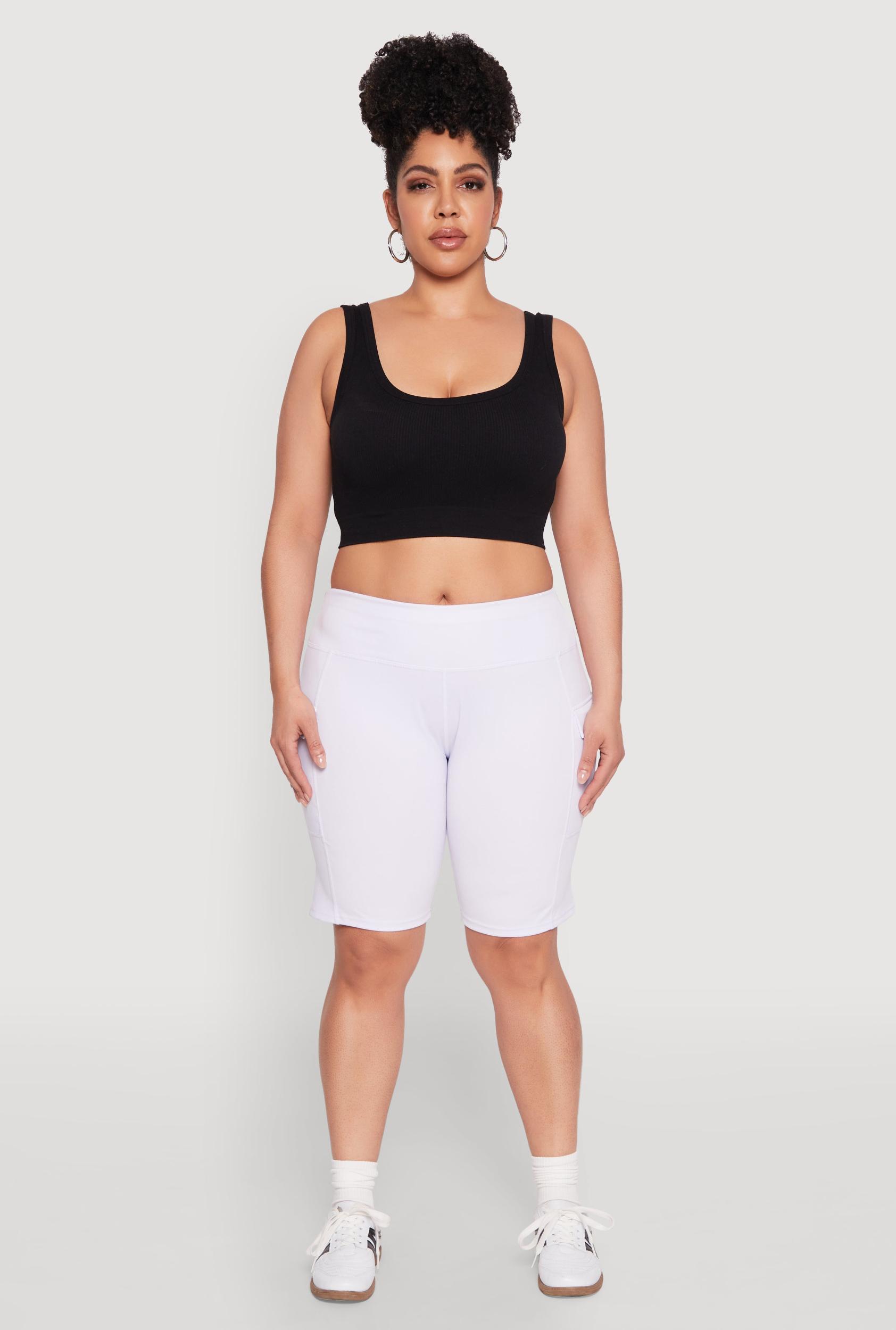 Womens Plus Size High Waisted Cargo Pocket Biker Shorts Product Image