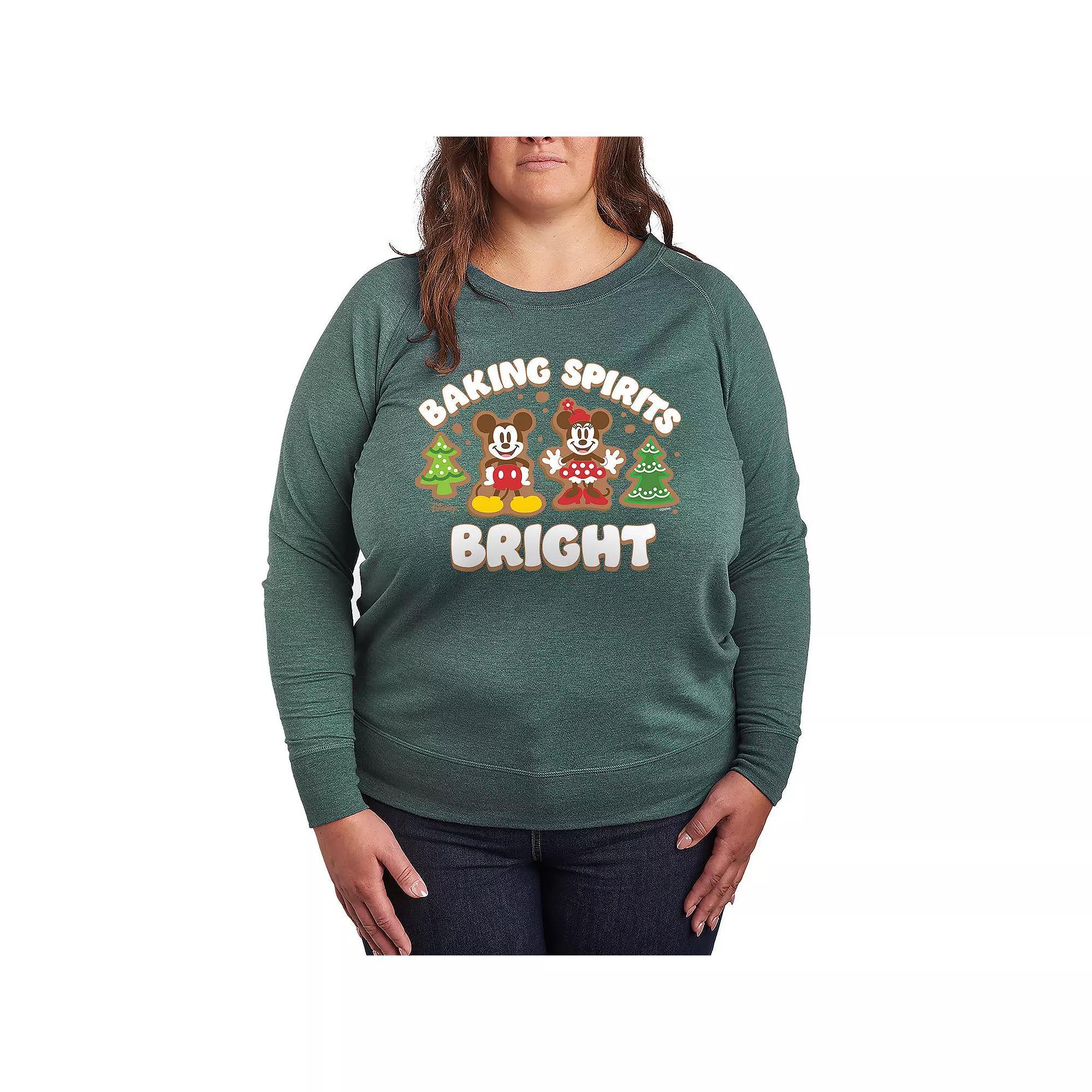 Disney's Mickey & Minnie Mouse Plus Size Baking Spirits Bright French Terry Long Sleeve Tee, Women's, Size: 2XL, Grey Heather Product Image
