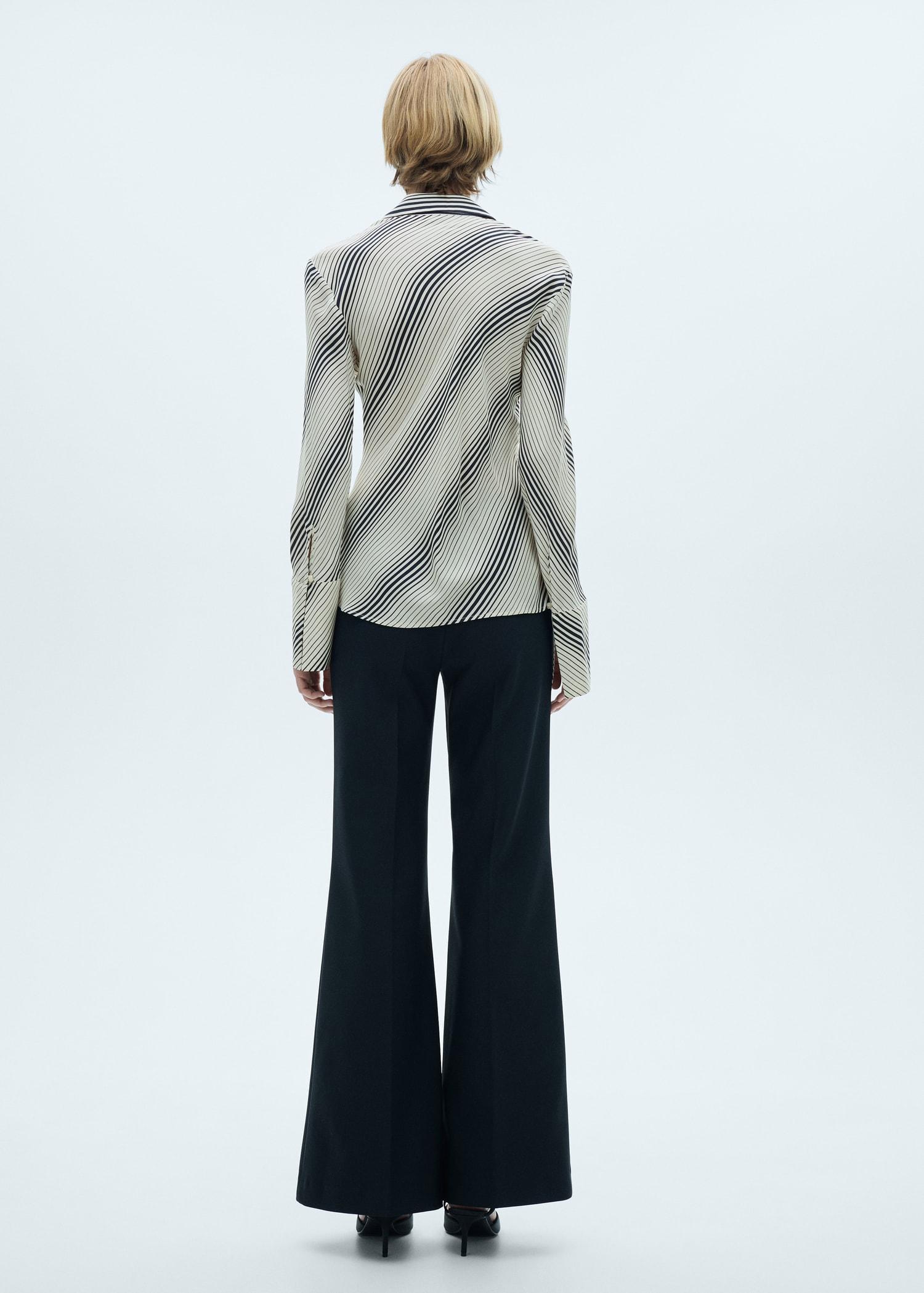 Striped shirt with flared sleeves - Women | MANGO USA Product Image
