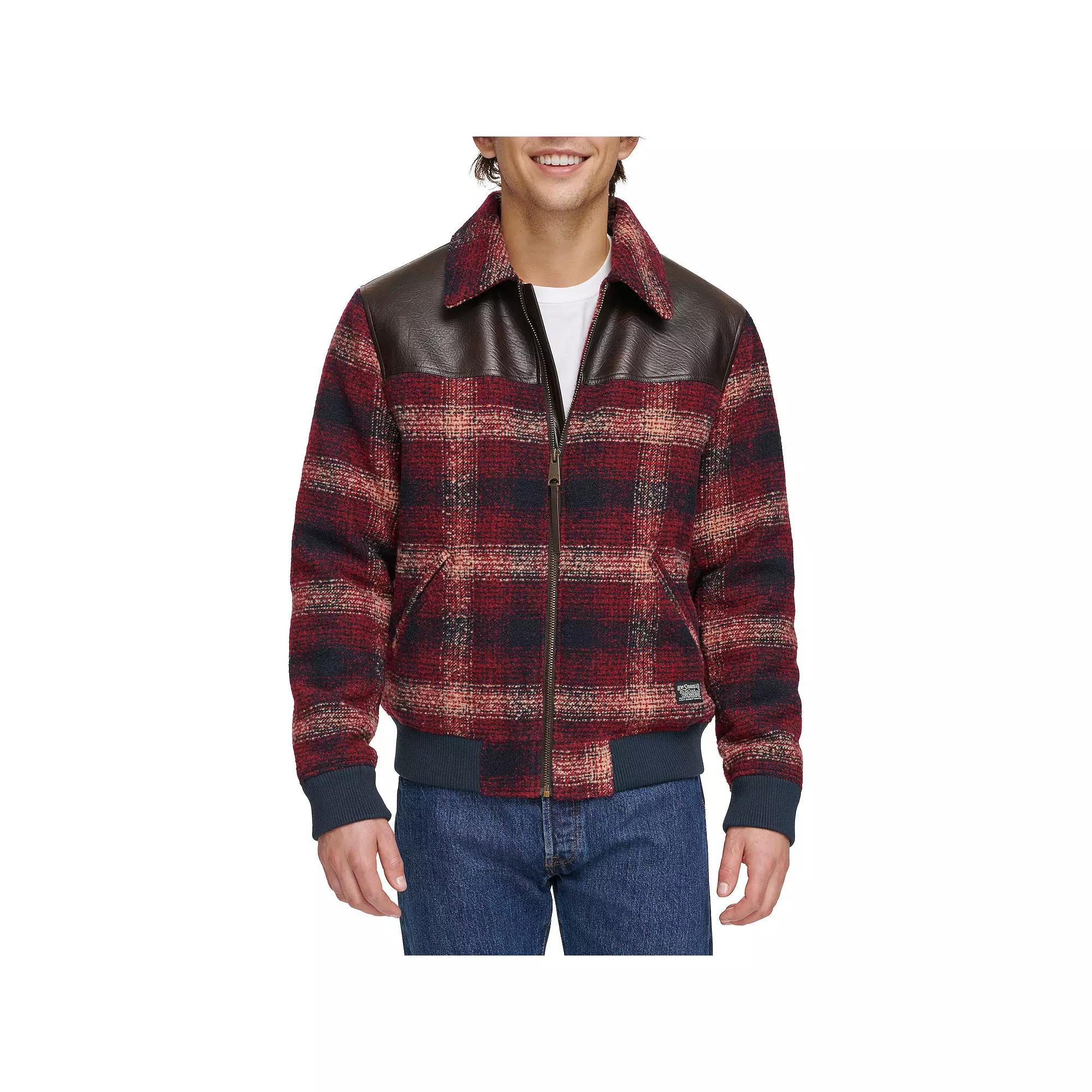 Mens Levis Faux Wool & Faux Leather Trucker Jacket Product Image