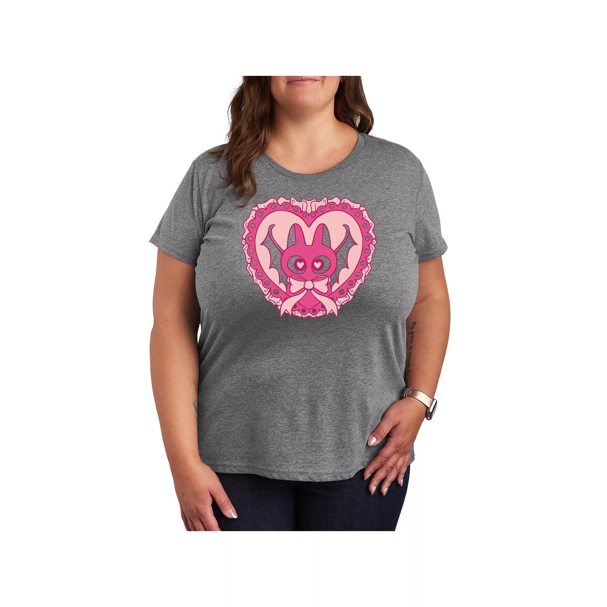 Plus Size Bat Cat Coquette Graphic Tee, Womens Blue Product Image