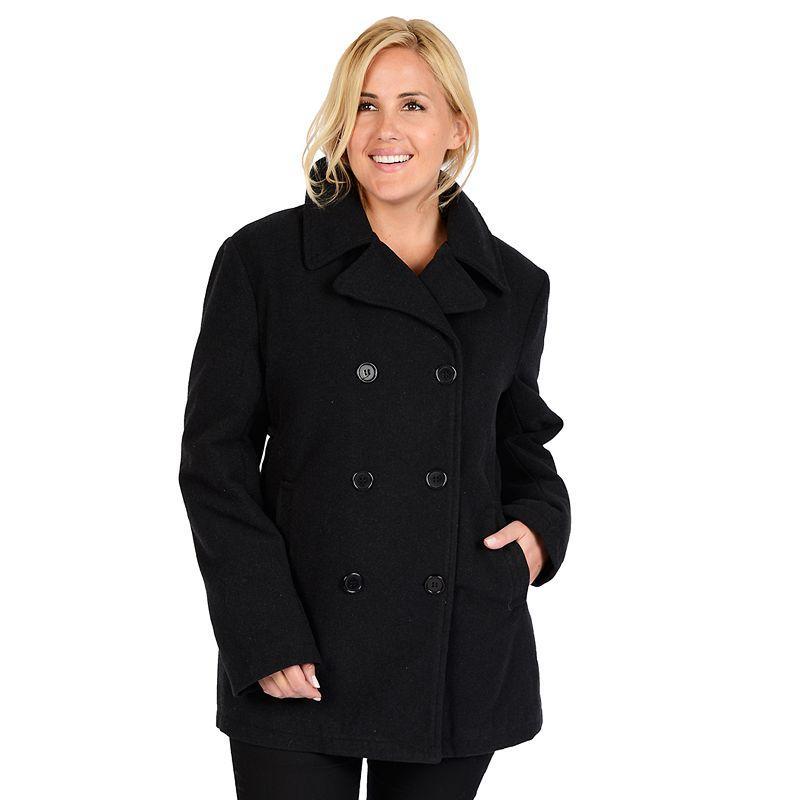 Plus Size Excelled Solid Peacoat, Women's, Size: 2XL, Black Product Image