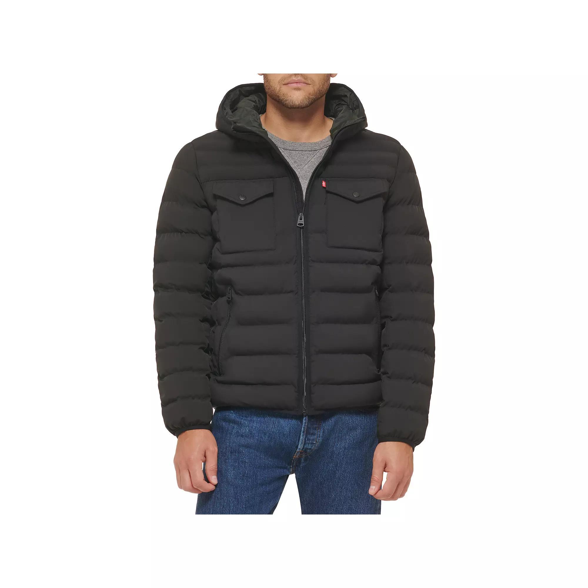 Mens Levis Stretch Two Pocket Quilted Hooded Jacket Product Image