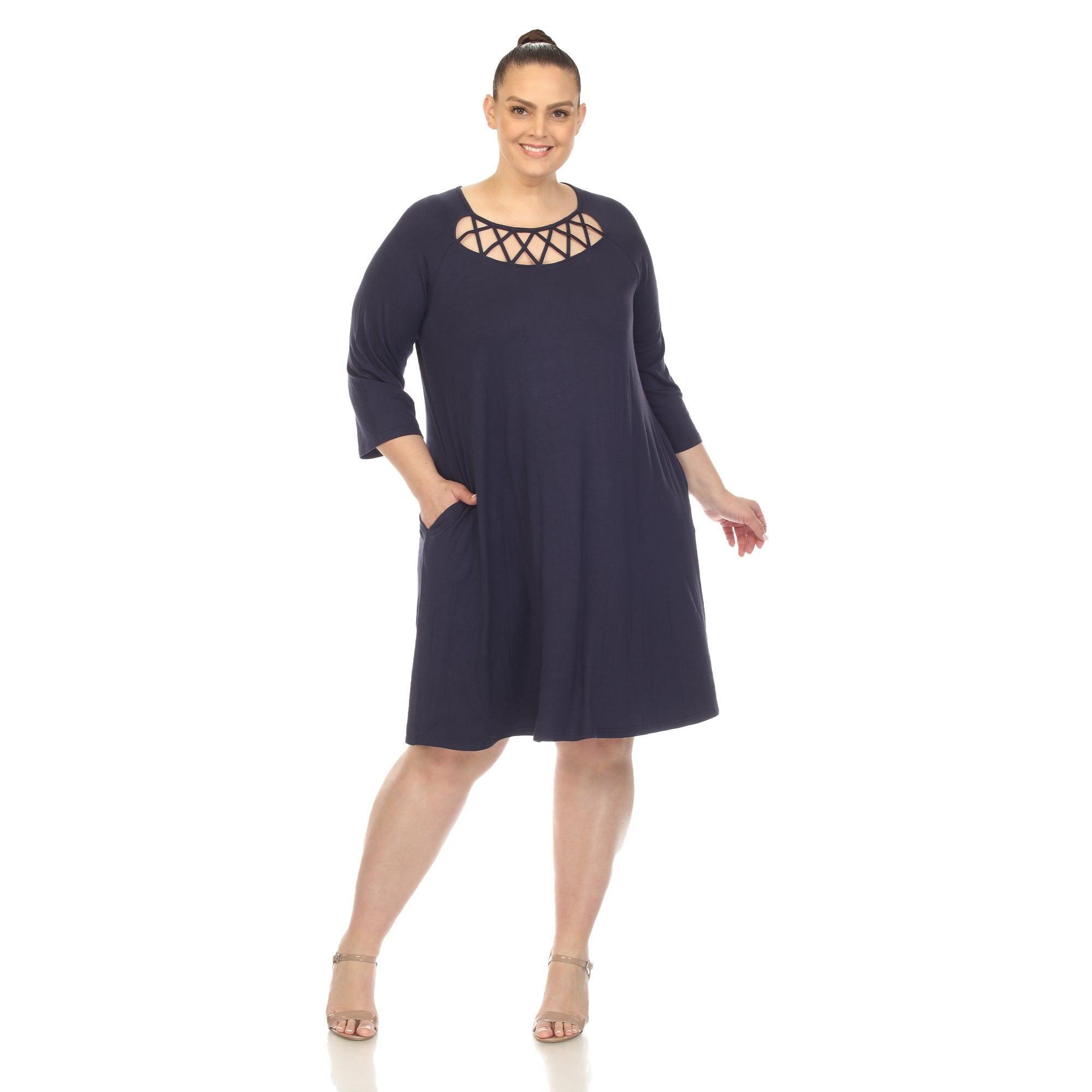 Criss Cross Neckline Swing Midi Dress - Plus Product Image