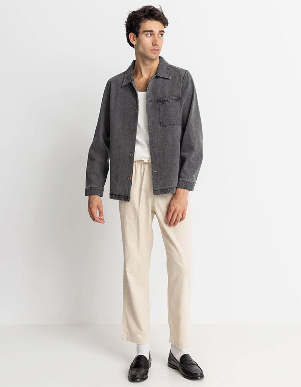 RHYTHM Mens Button Up Denim Shirt - WASHED BLACK Product Image