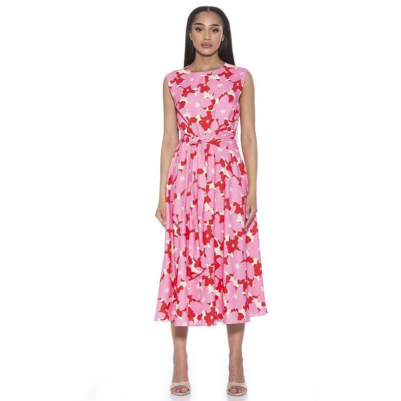 Women's ALEXIA ADMOR Paris Crewneck Asymmetric Draped Midi Dress, Size: 8, Halogen Blue Product Image