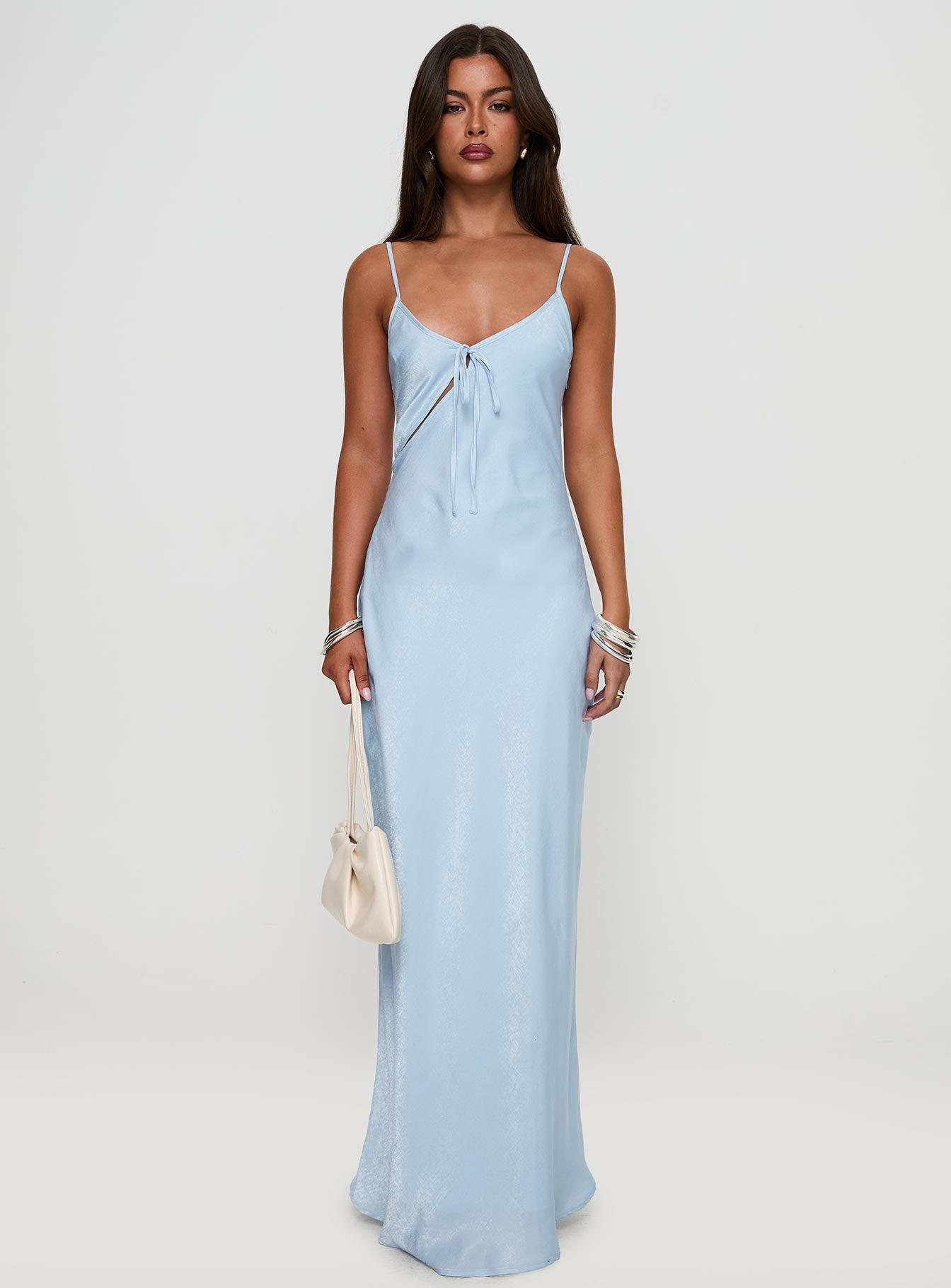 Linger Bias Cut Maxi Dress Blue Product Image