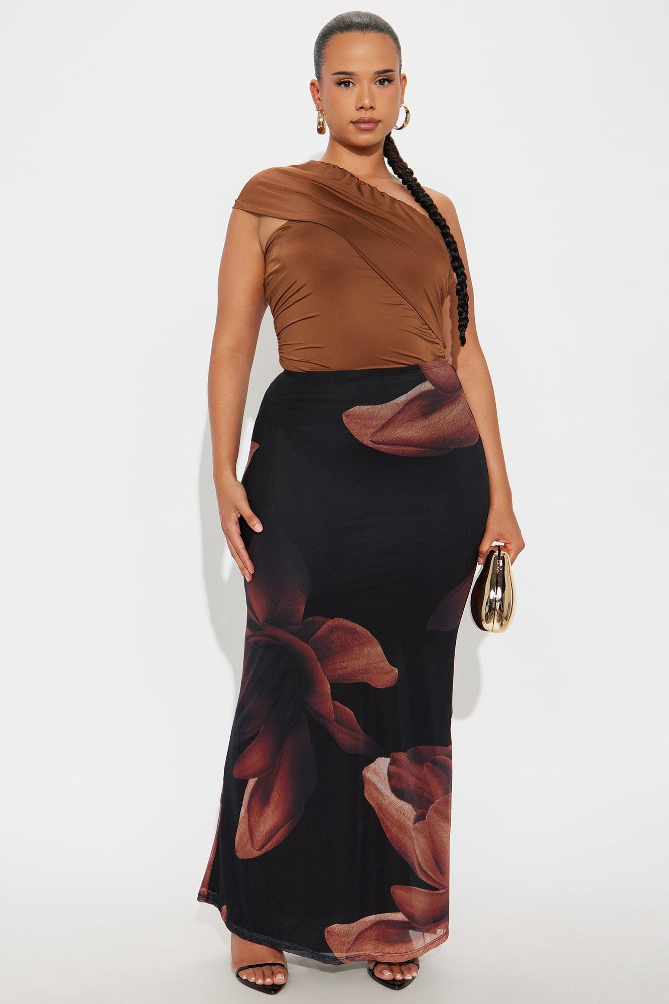 Lilith Floral Mesh Maxi Skirt - Black/combo Product Image