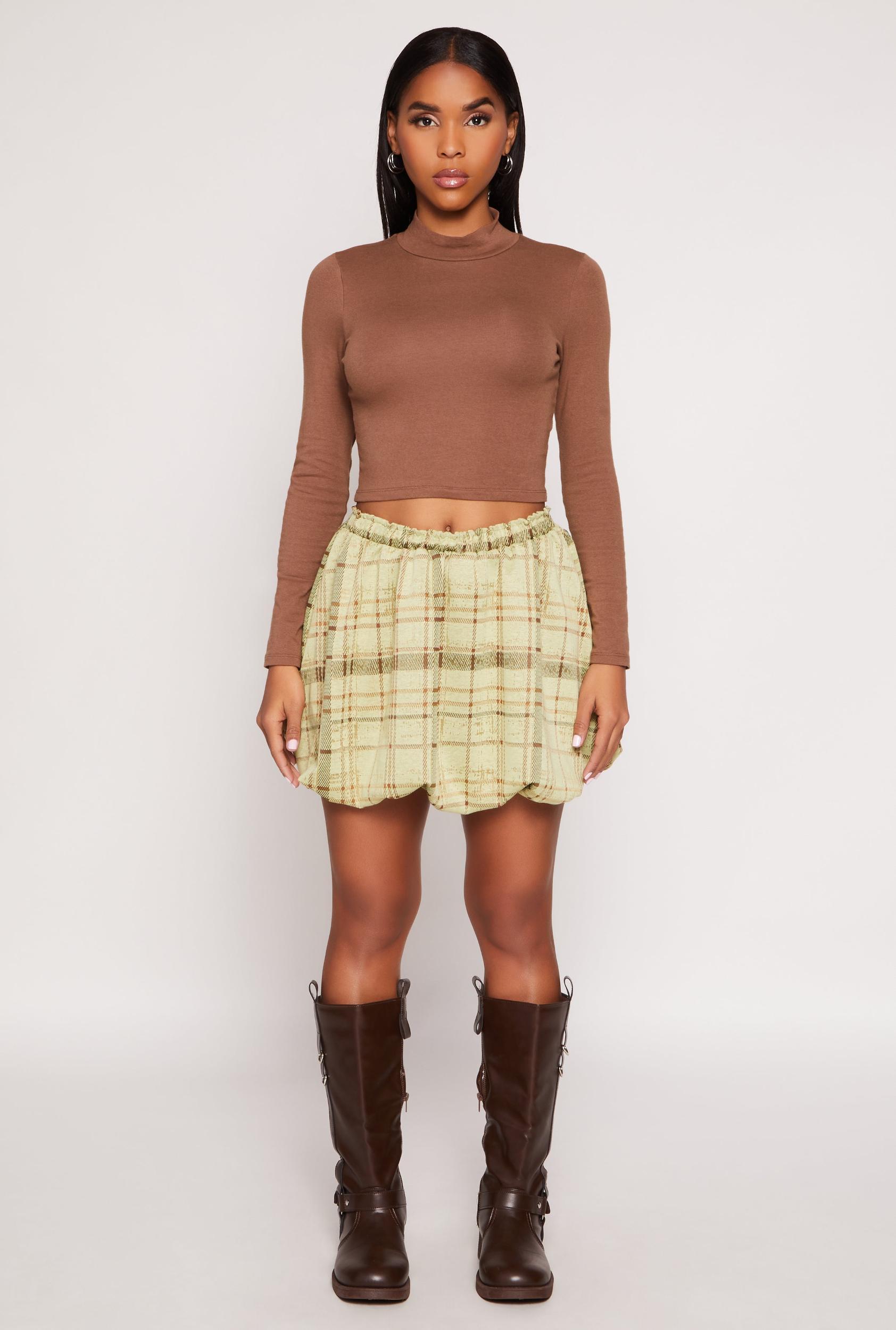 Womens Plaid High Waisted Bubble Skirt Product Image
