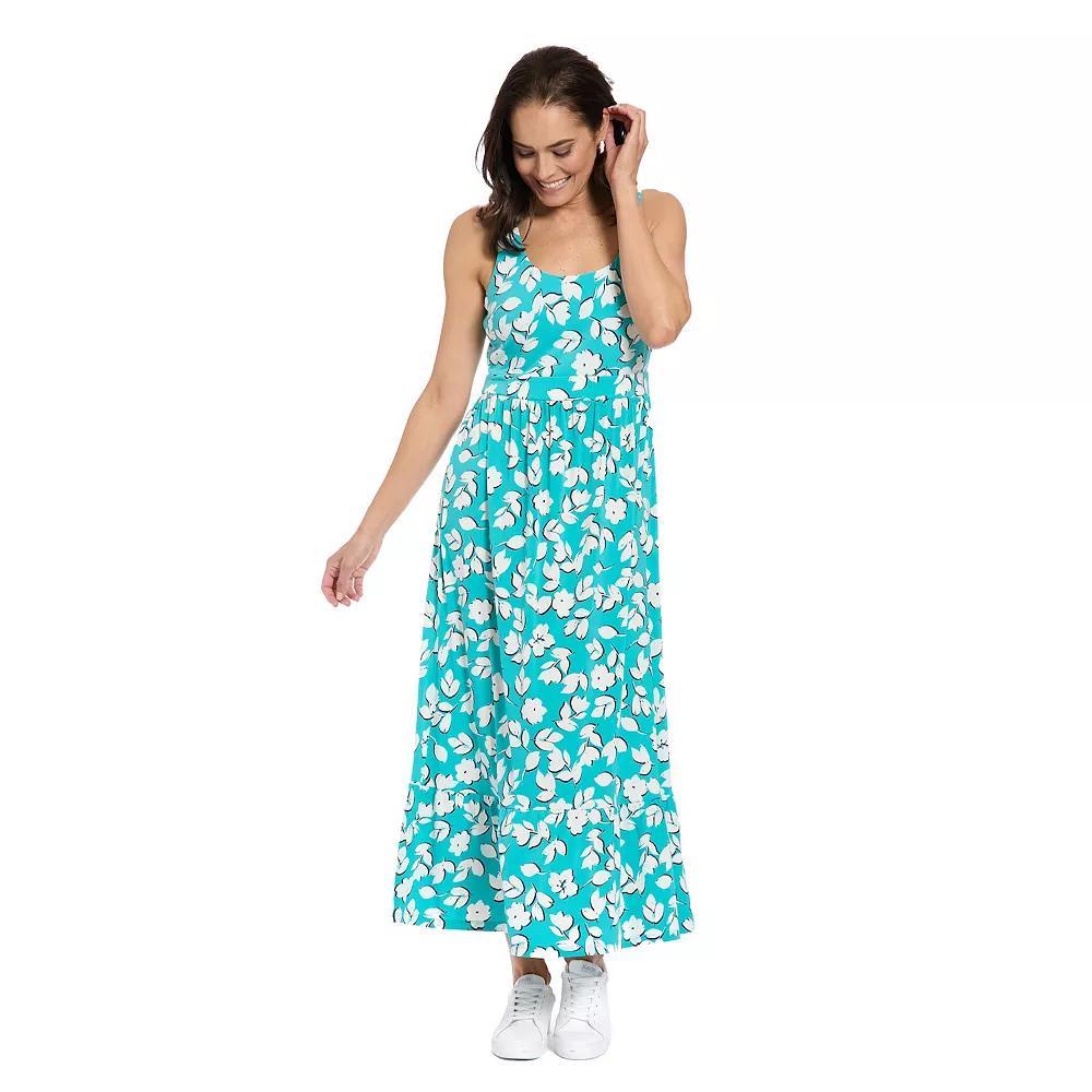 Women's London Times Sleeveless Inset Waist Maxi Dress, Size: XL, Turq Ivory Product Image