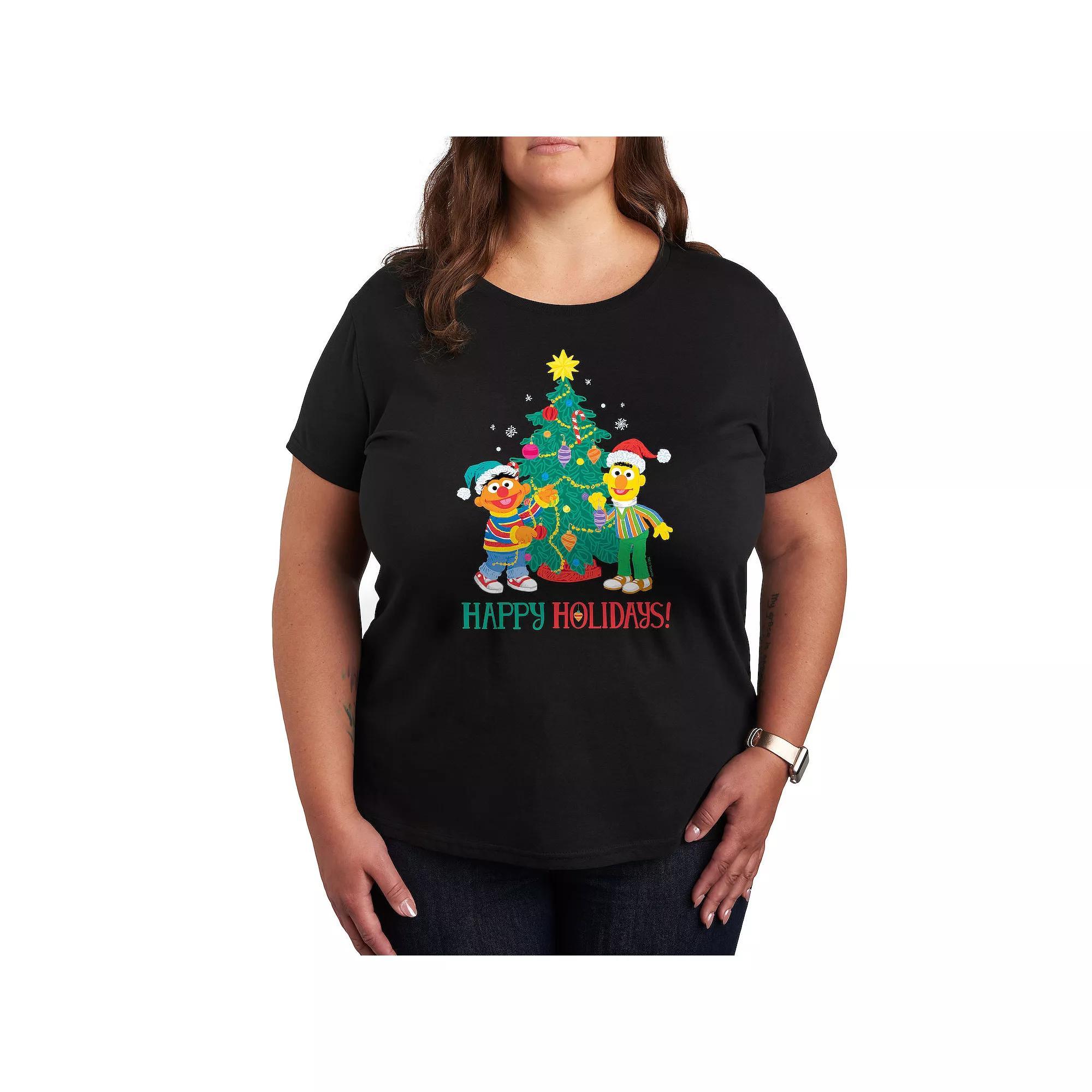 Plus Gnome With Plants Graphic Tee, Womens Grey Gray Product Image