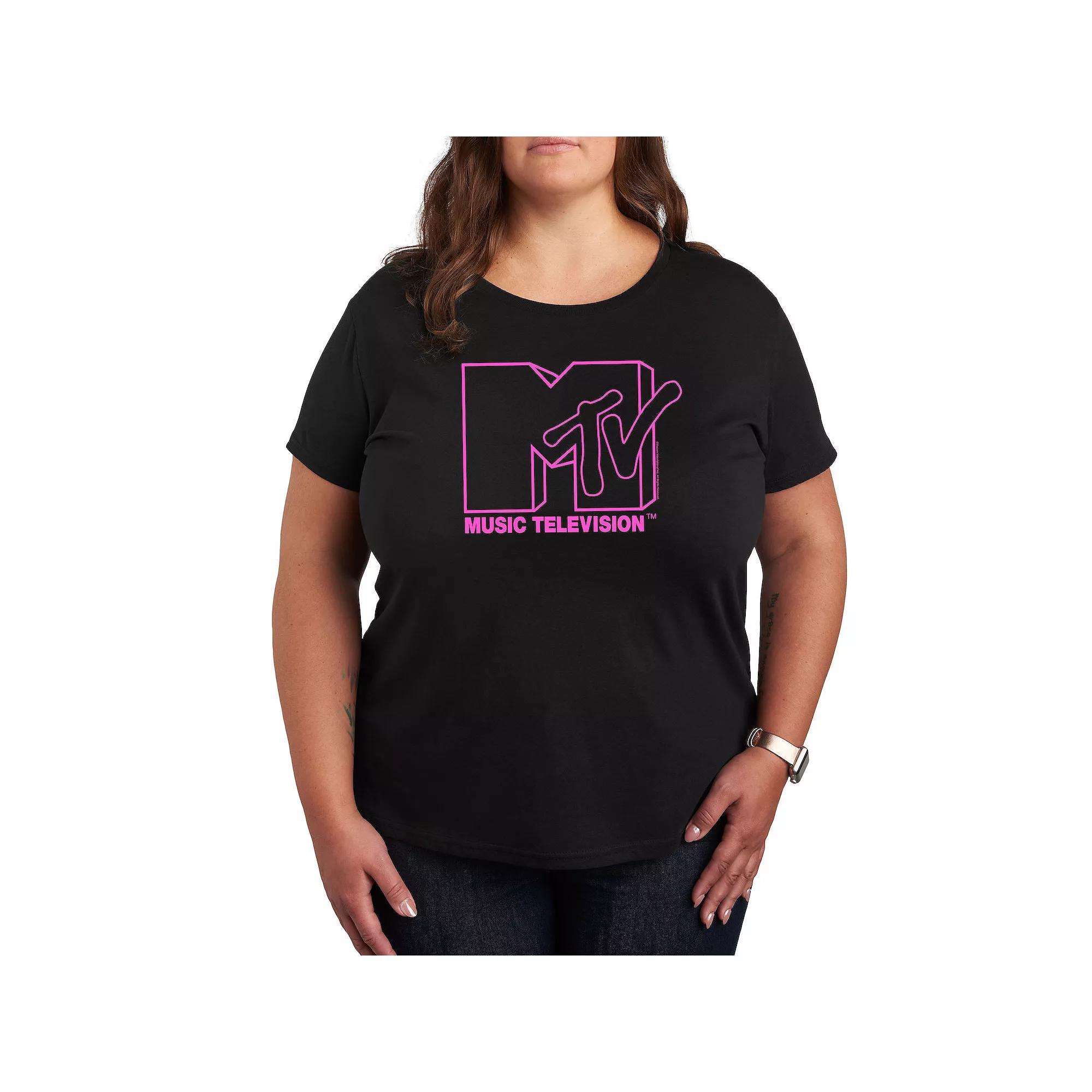 Plus Heart Outline Graphic Tee, Women's, Size: 4XL, Black Product Image