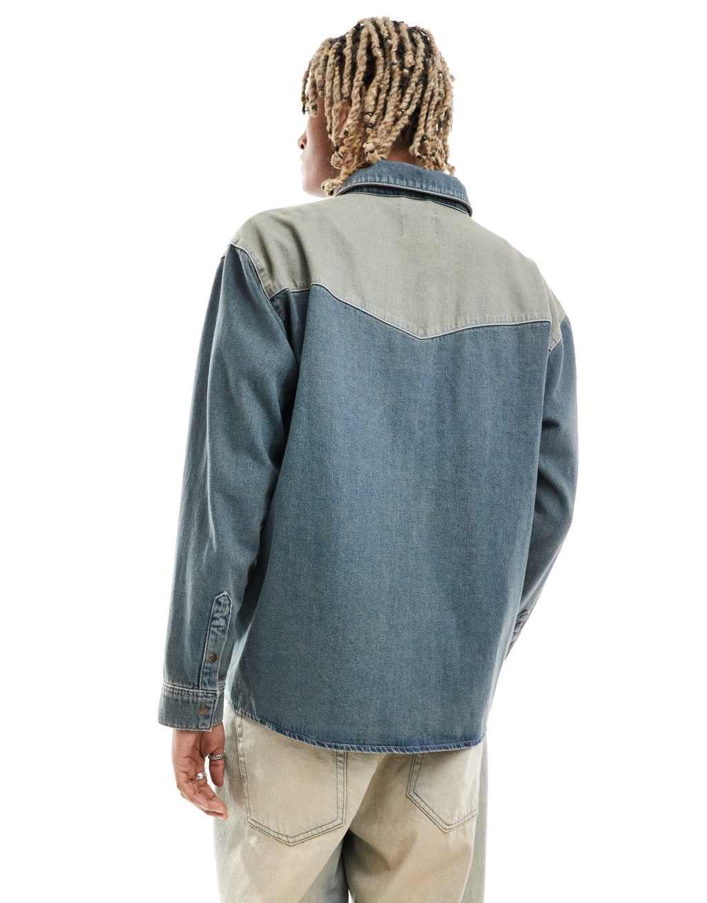 Reclaimed Vintage two tone western denim shirt Product Image
