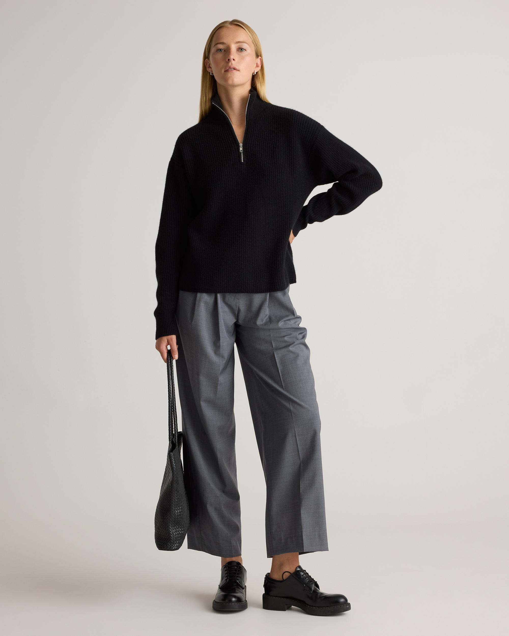 Quince | Women's Mongolian Cashmere Fisherman Quarter Zip Sweater Size XL Product Image