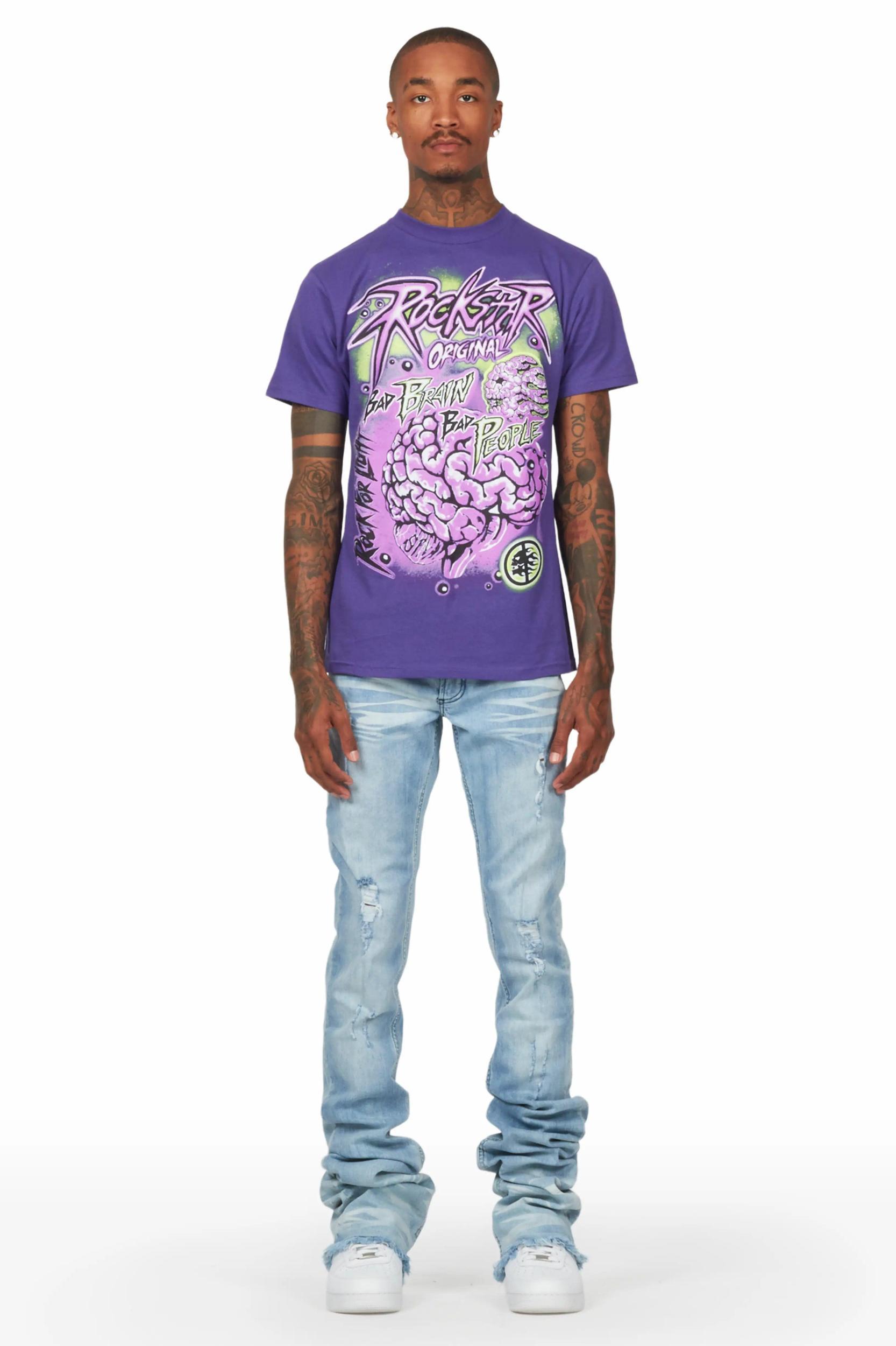 Faby Light Blue Super Stacked Flare Jean Male Product Image