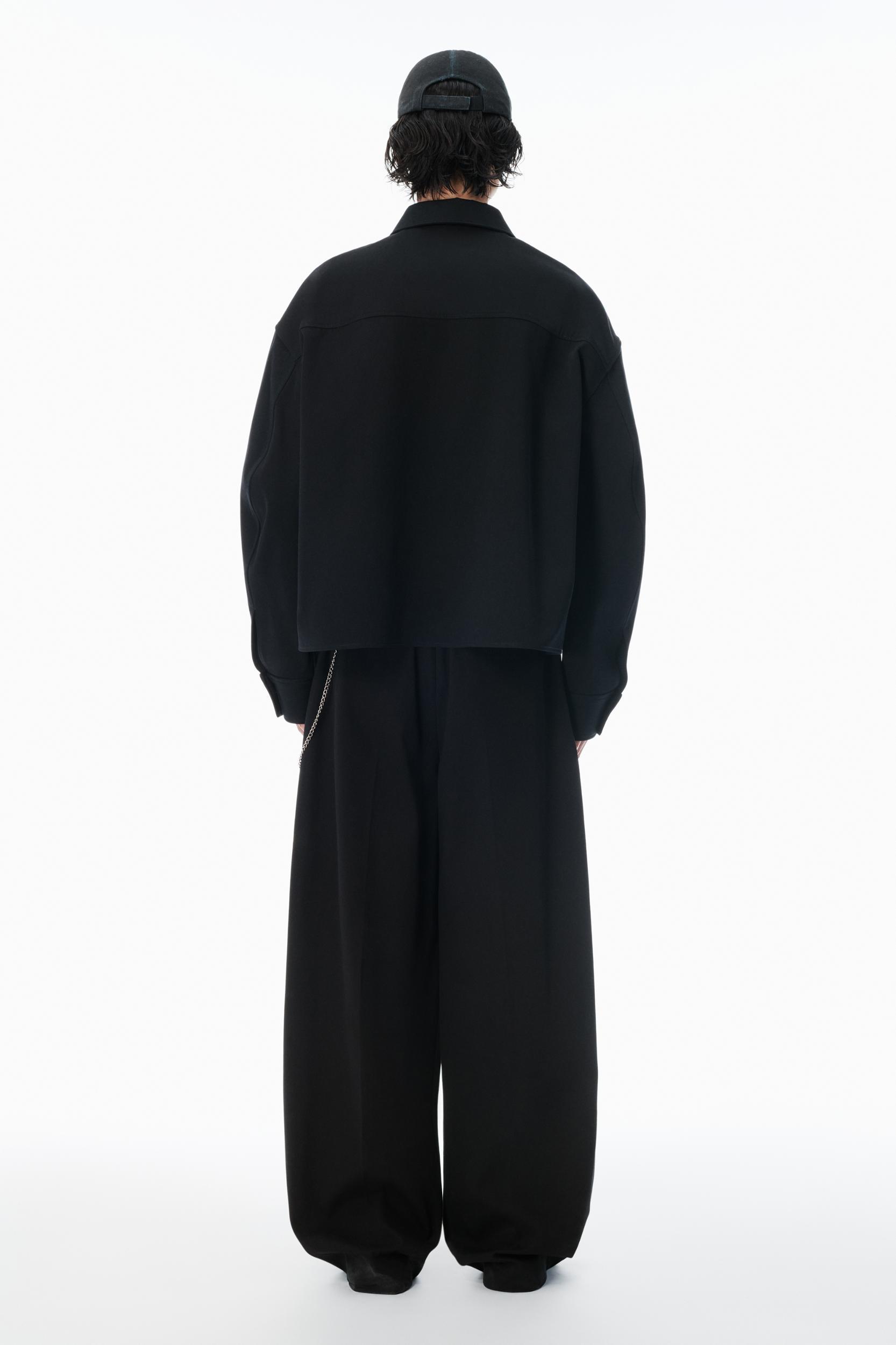Black Cotton Boxy Button Up Shirt Product Image