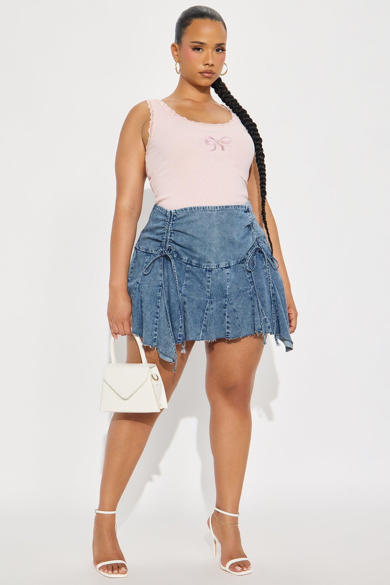 Jessica Mini Denim Handkerchief Skirt  - Medium Wash Product Image