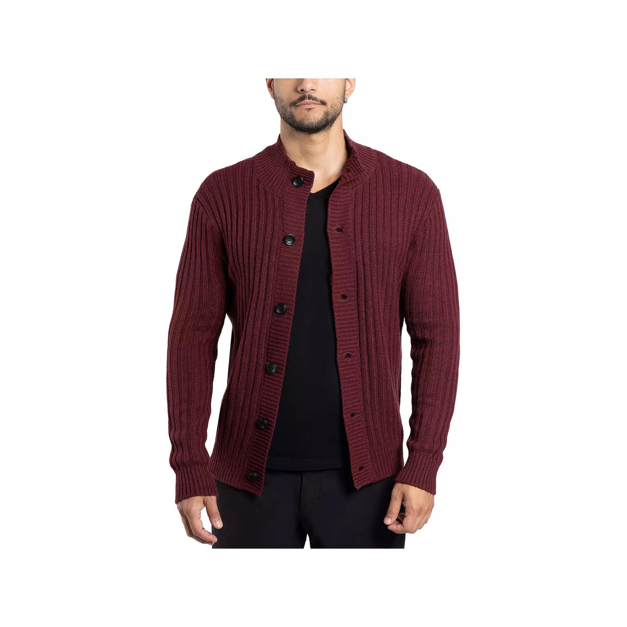 Men's Xray Stand-Collar Cardigan Sweater, Size: 3XL, Silver Grey Product Image