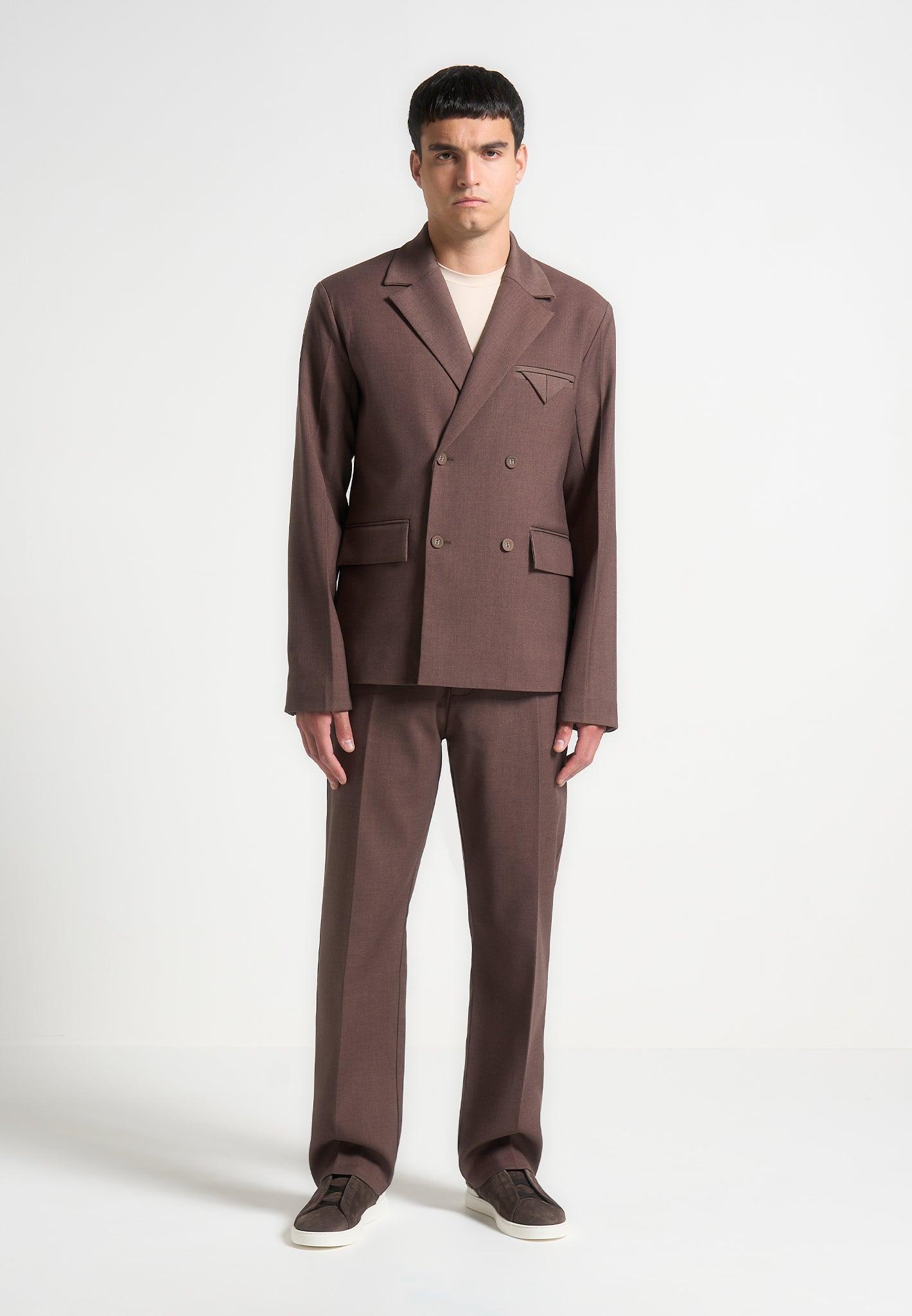 Joseph - Regular Fit Twill Pleated Tailored Trousers - Brown Male Product Image