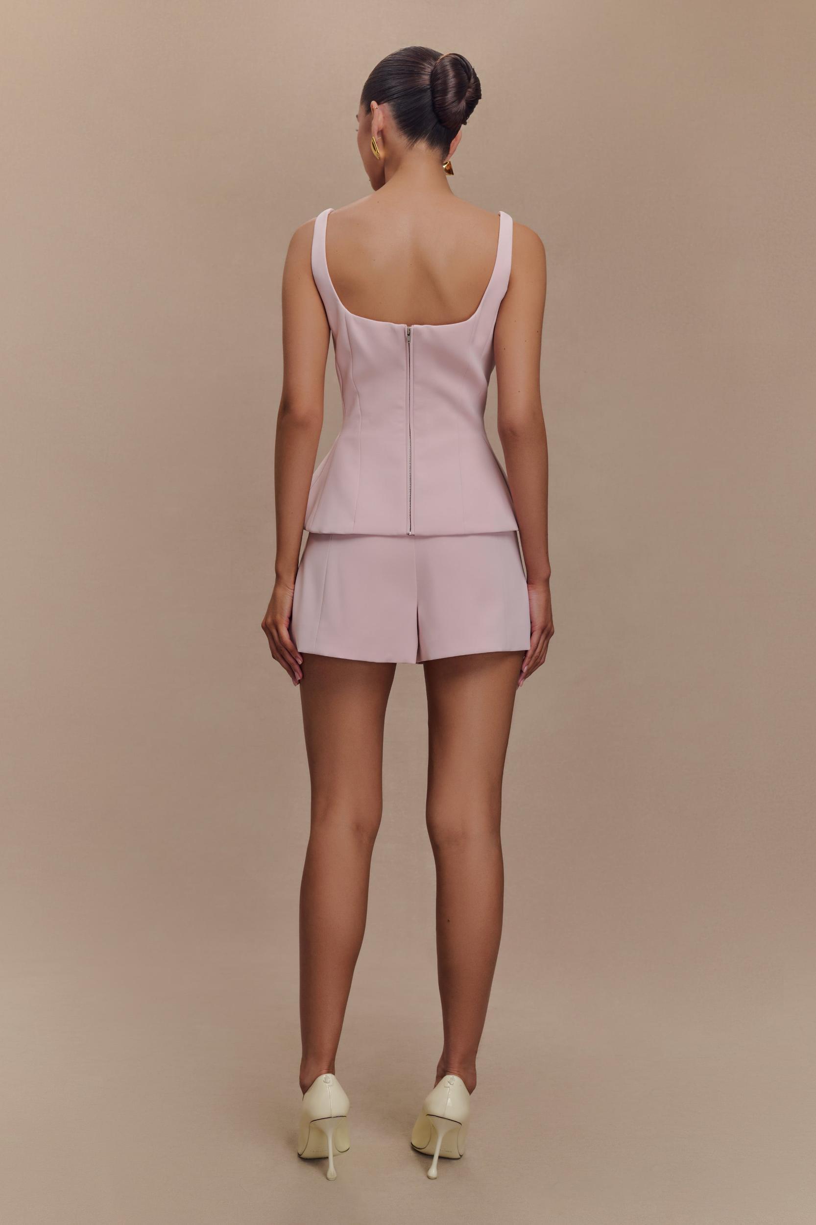 Korrie Suiting Peplum Top - Powder Pink Product Image