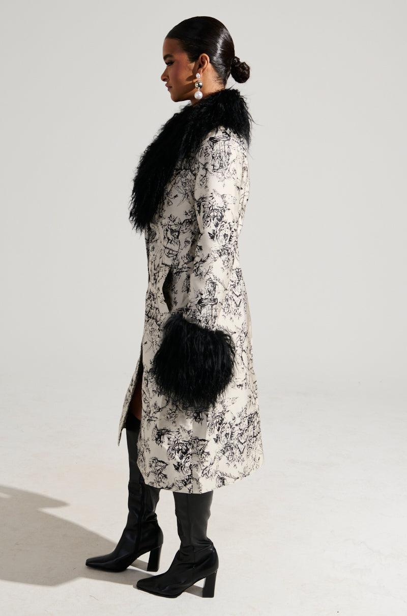 TALULAH REMOVABLE FUR TRIM TRENCH IN IVORY MULTI Product Image