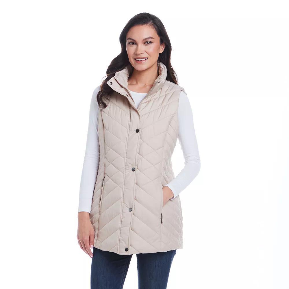 Women's Weathercast Mixed Quilted Longline Vest, Size: Large, Beechwood Product Image