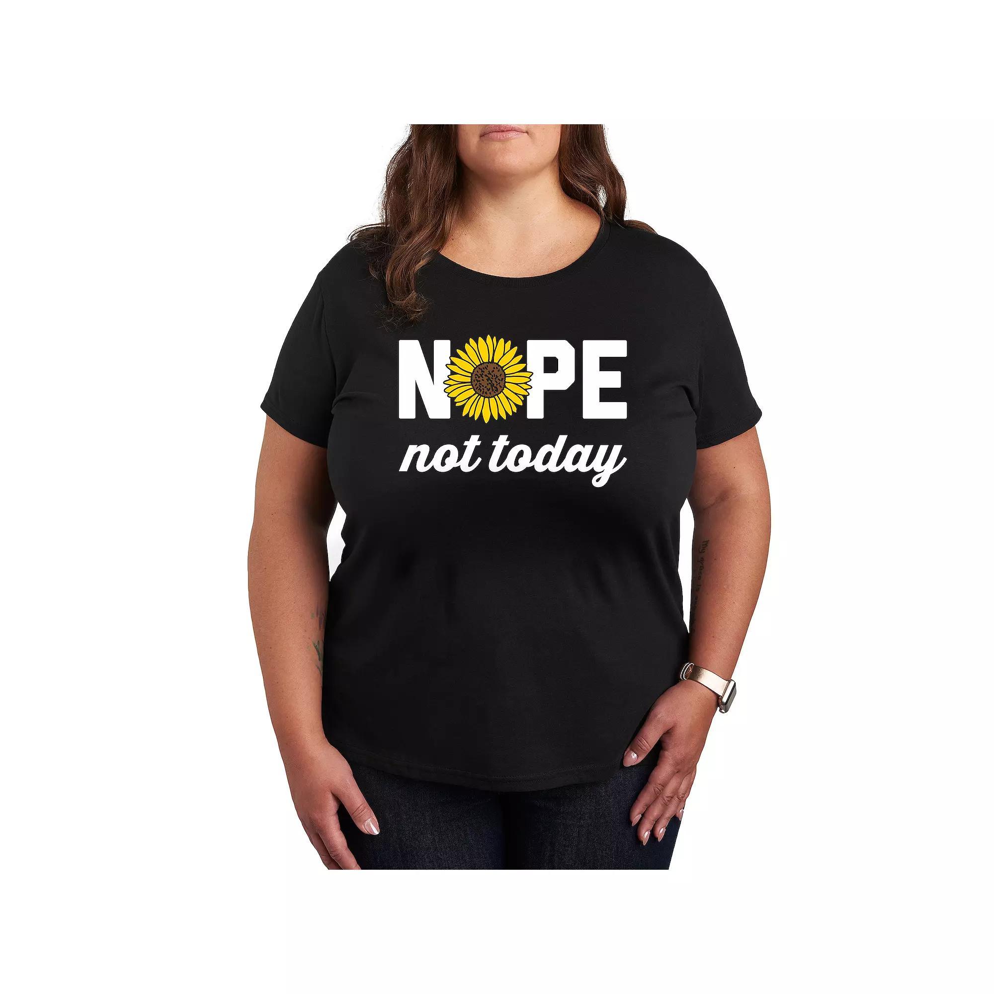 Plus Nope Not Today Sunflower Graphic Tee, Womens Product Image