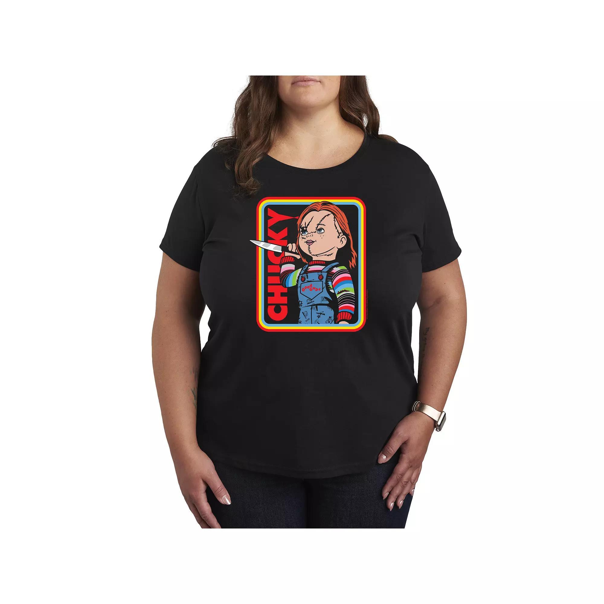 Plus Size Chucky Retro Graphic Tee, Womens Blue Product Image