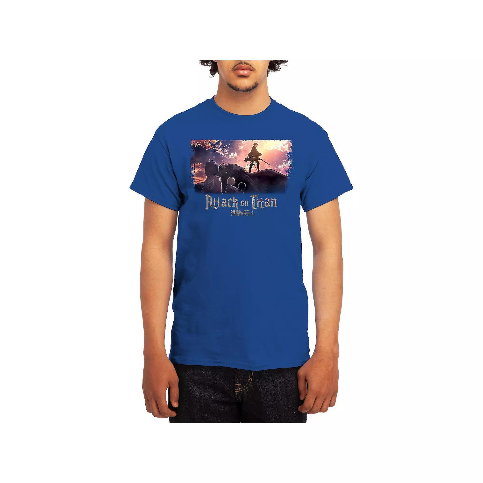 Men's Attack on Titan Standing Pile Tee, Size: Large, Red Product Image