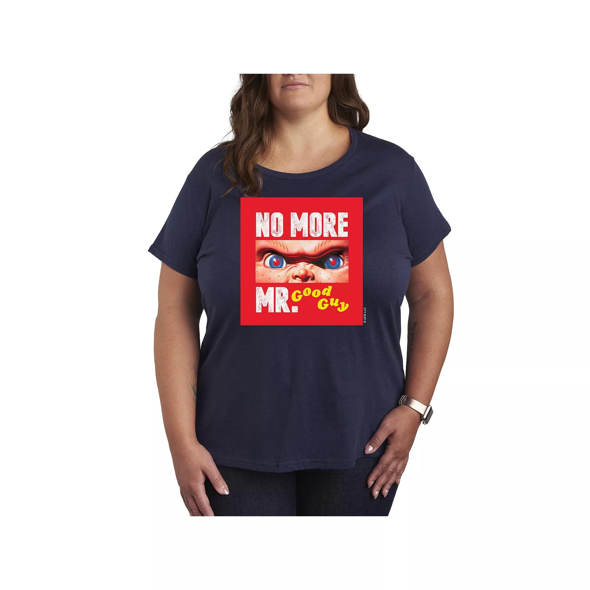 Plus Size Chucky No More Mr. Good Guy Graphic Tee, Womens Blue Product Image