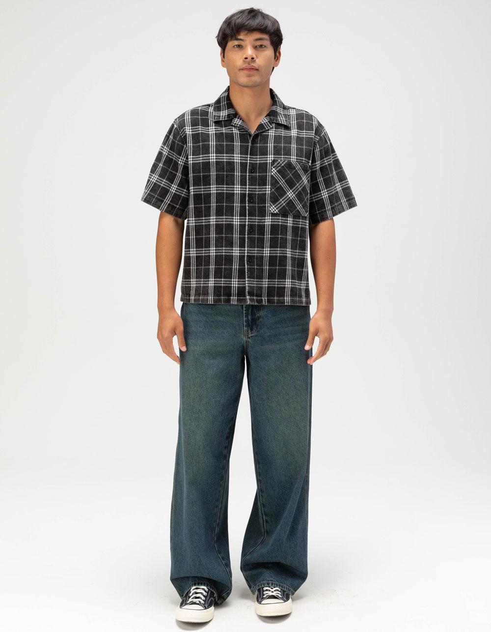 RSQ Mens Washed Plaid Button Up Shirt Product Image