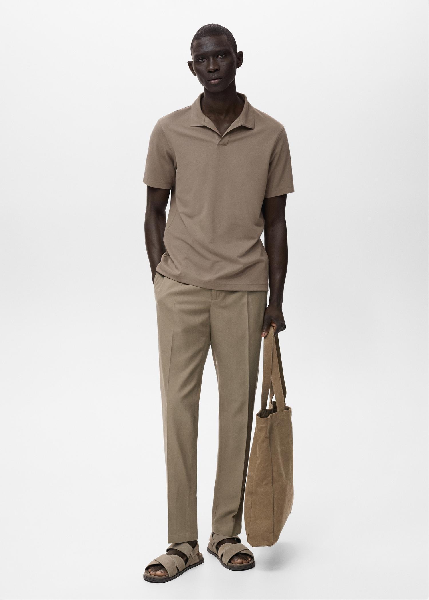 Cotton tapered crop pants - Men | MANGO USA Product Image