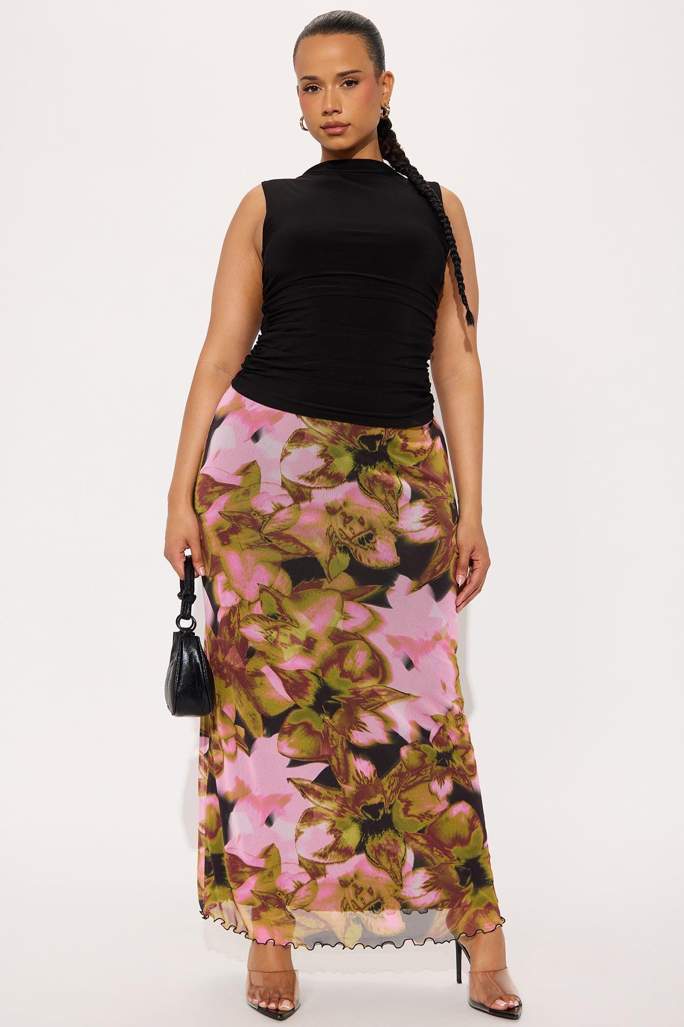 Work Of Art Abstract Mesh Maxi  Skirt - Purple/combo Product Image