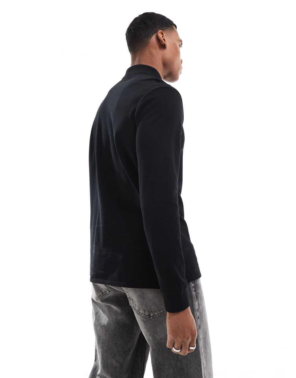 PS Paul Smith regular fit logo long sleeve polo in black Product Image