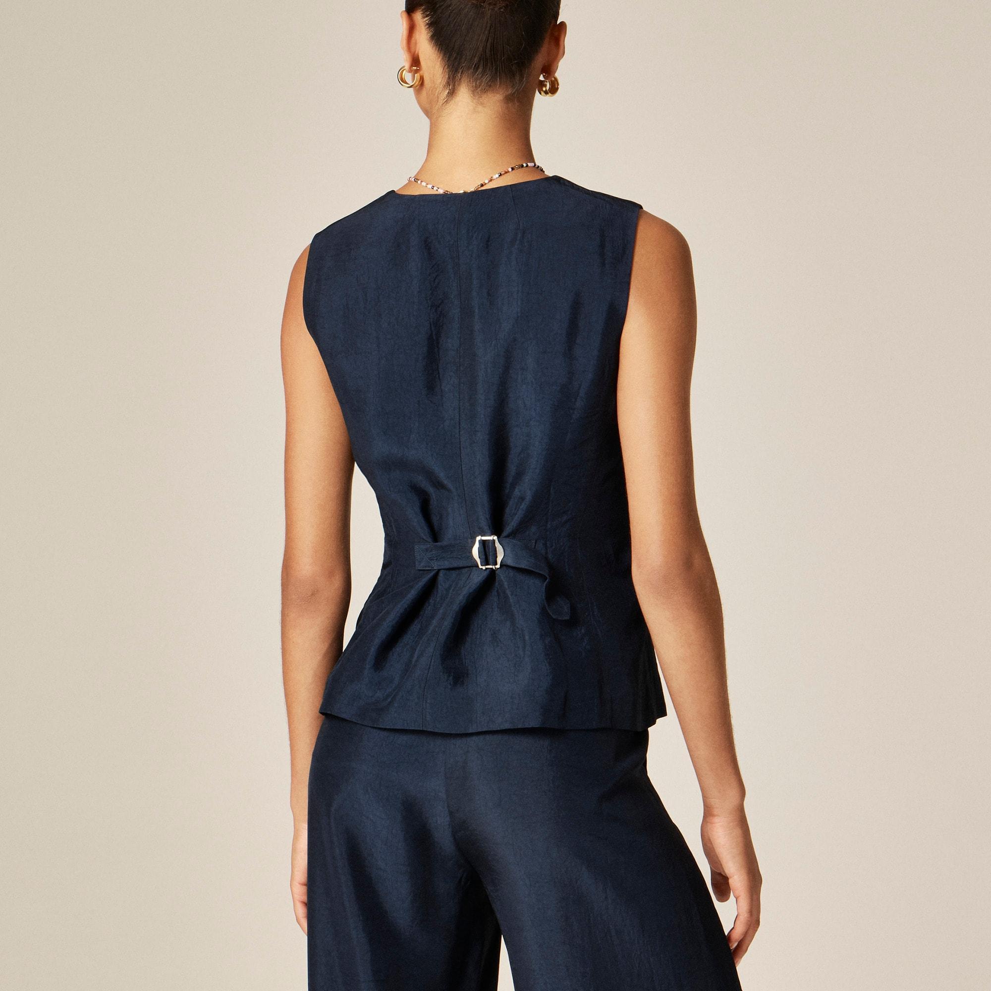 Essential cutaway vest top in textured satin Product Image