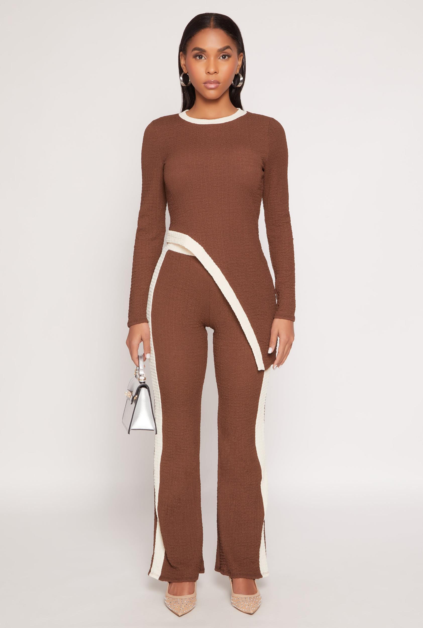 Womens Contrast Trim Textured Knit Pants Product Image
