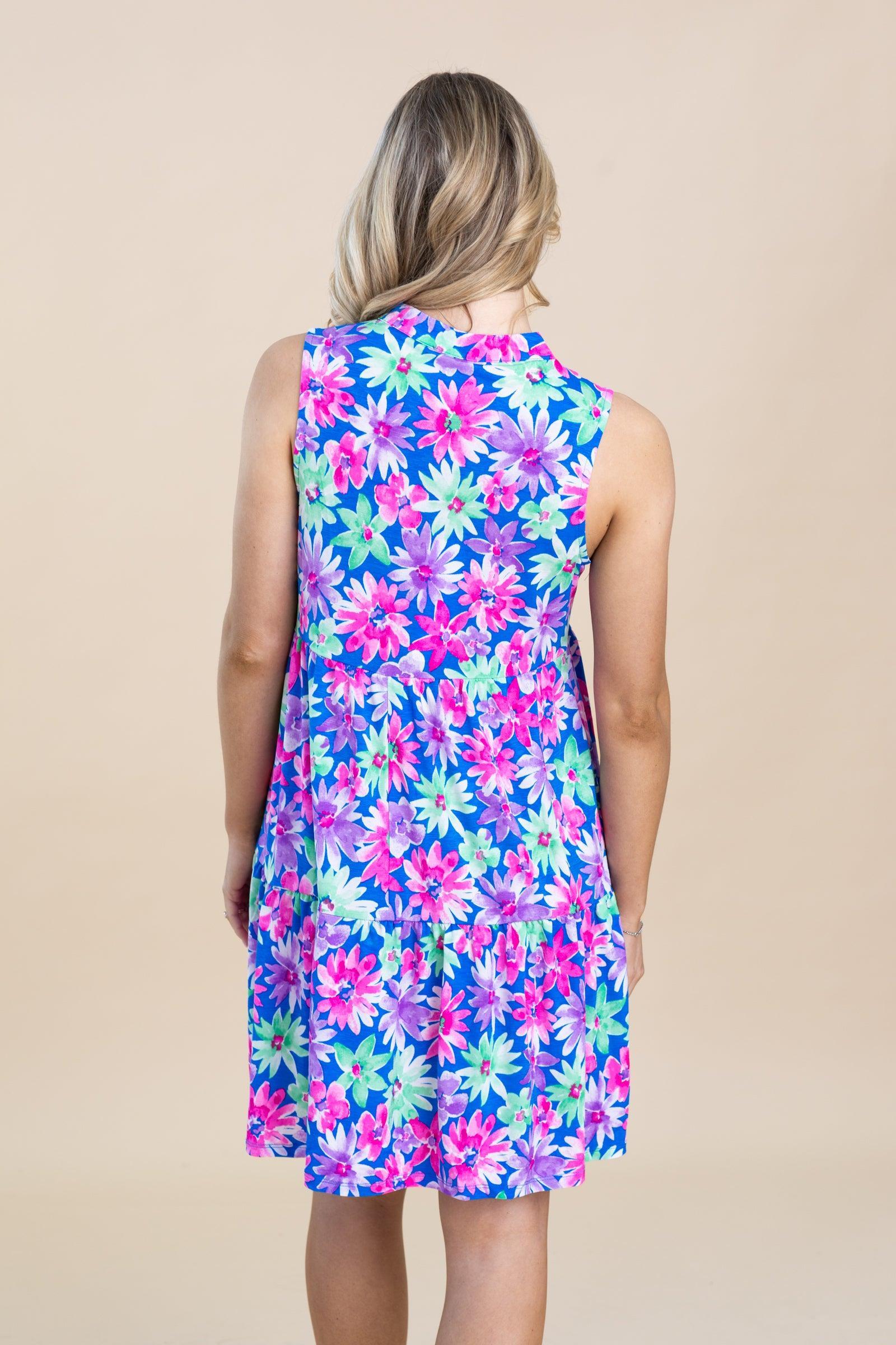 Royal Floral Tiered Wrinkle Free Dress Product Image